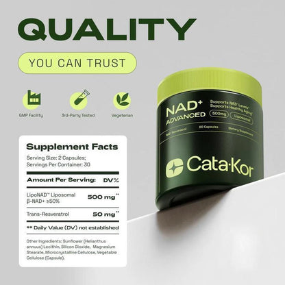 Cata-Kor NAD+ Advanced - NAD Supplement with Resveratrol
